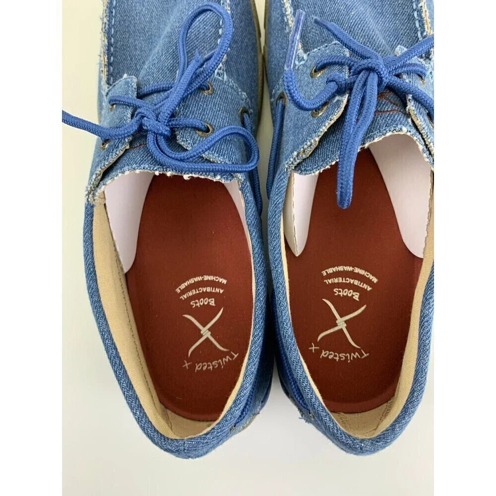 BOGO Twisted X Boat Shoe Driving Moc Denim Canvas Blue Laces MDM0052 Men 11.5